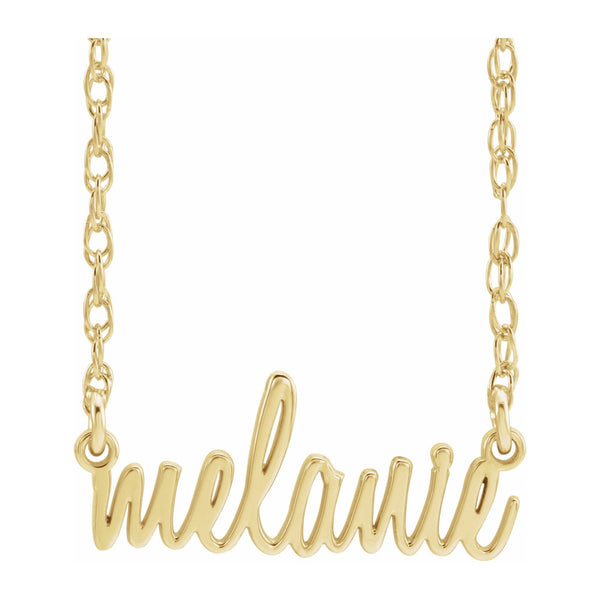 14K Gold Script Nameplate Necklace