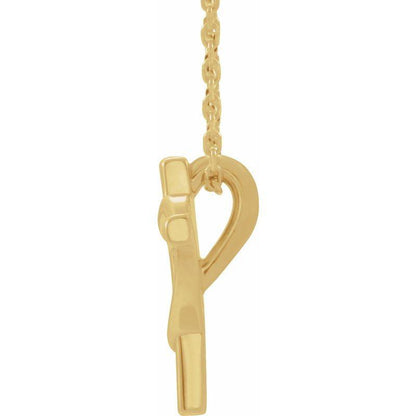 14K Gold Youth Cross with Heart 15" Necklace