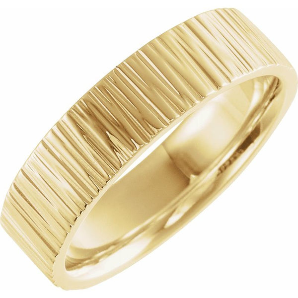 14K Gold 6 mm Tree Bark Pattern Band