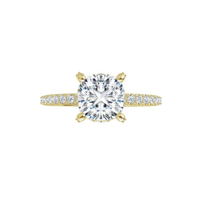14K Gold Cushion Engagement Ring