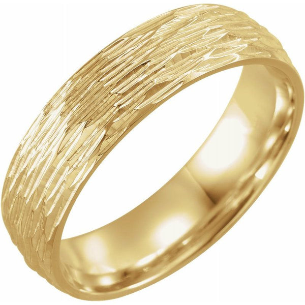 14K Gold 6 mm Tree Bark Pattern Band