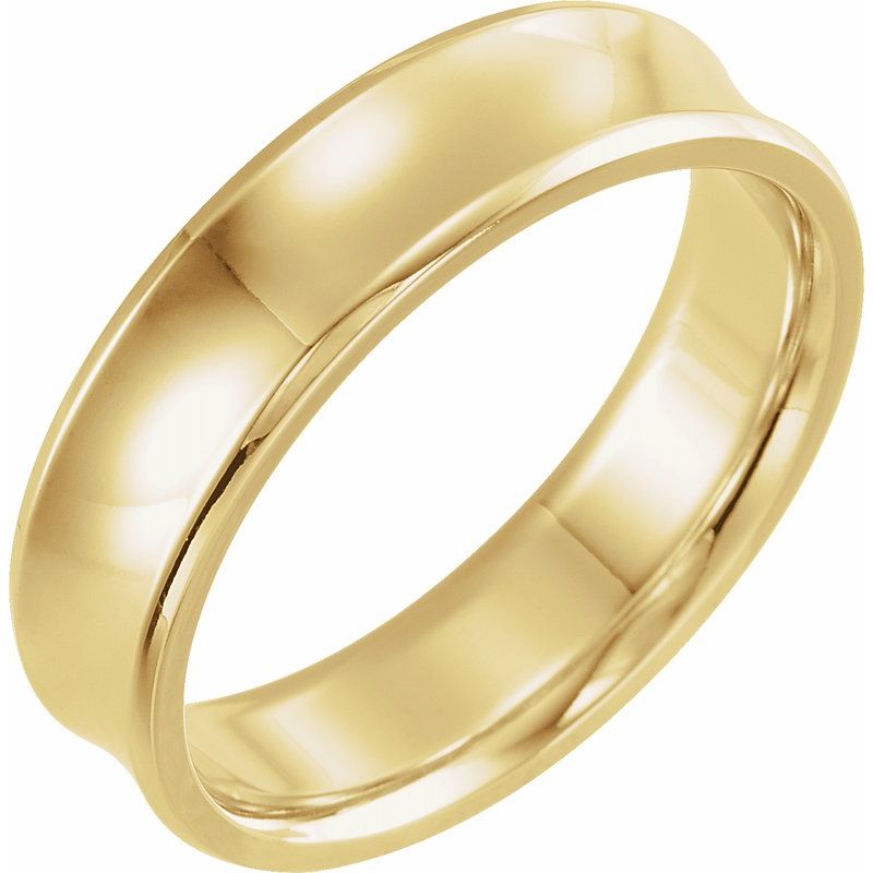 14K Gold Beveled-Edge Concave Band