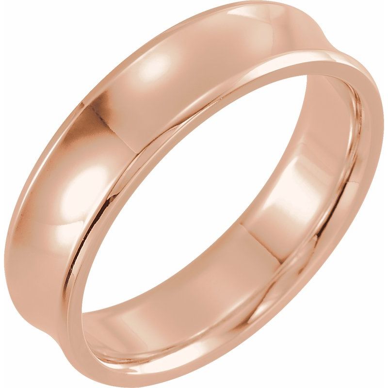 14K Gold Beveled-Edge Concave Band