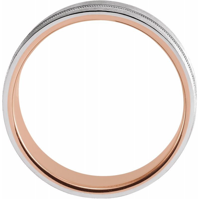 14K Rose & White 7 mm Comfort-Fit Band with Matte Finish