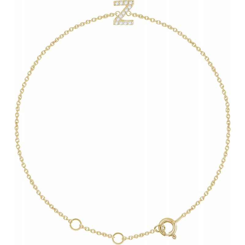14K Gold & Diamond Personalized Initial Bracelet