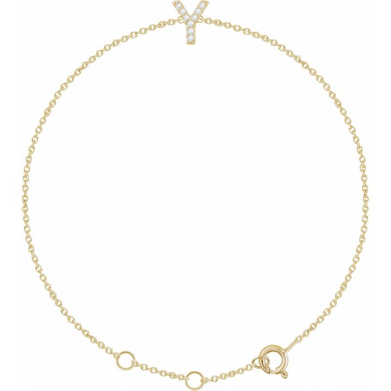 14K Gold & Diamond Personalized Initial Bracelet