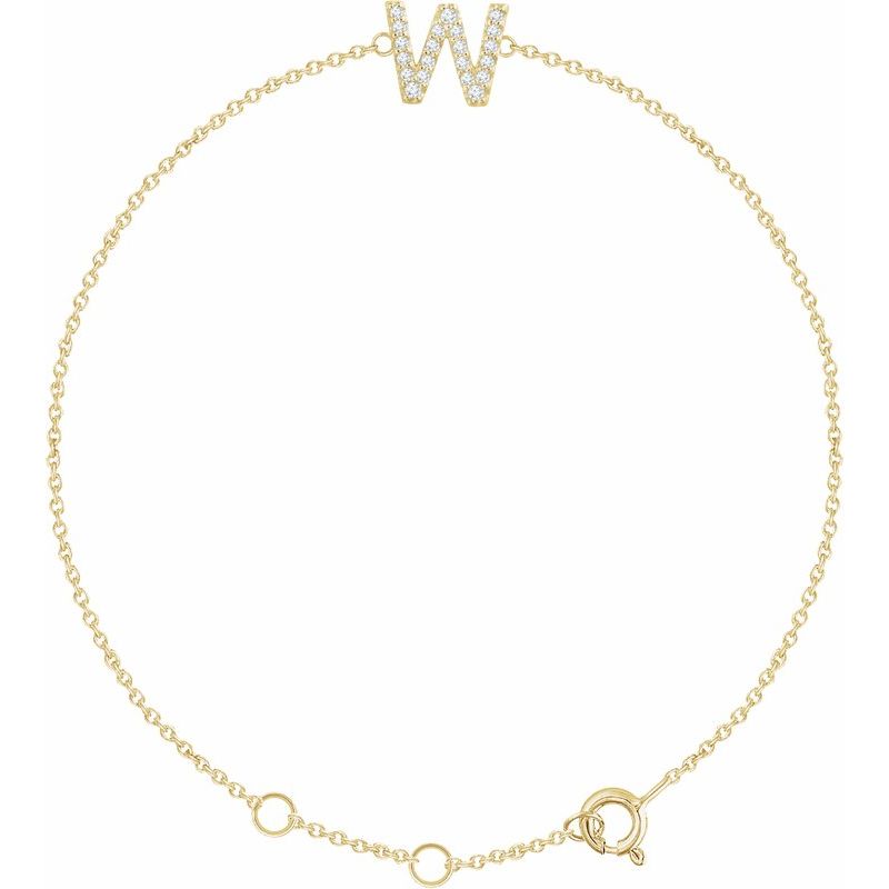 14K Gold & Diamond Personalized Initial Bracelet