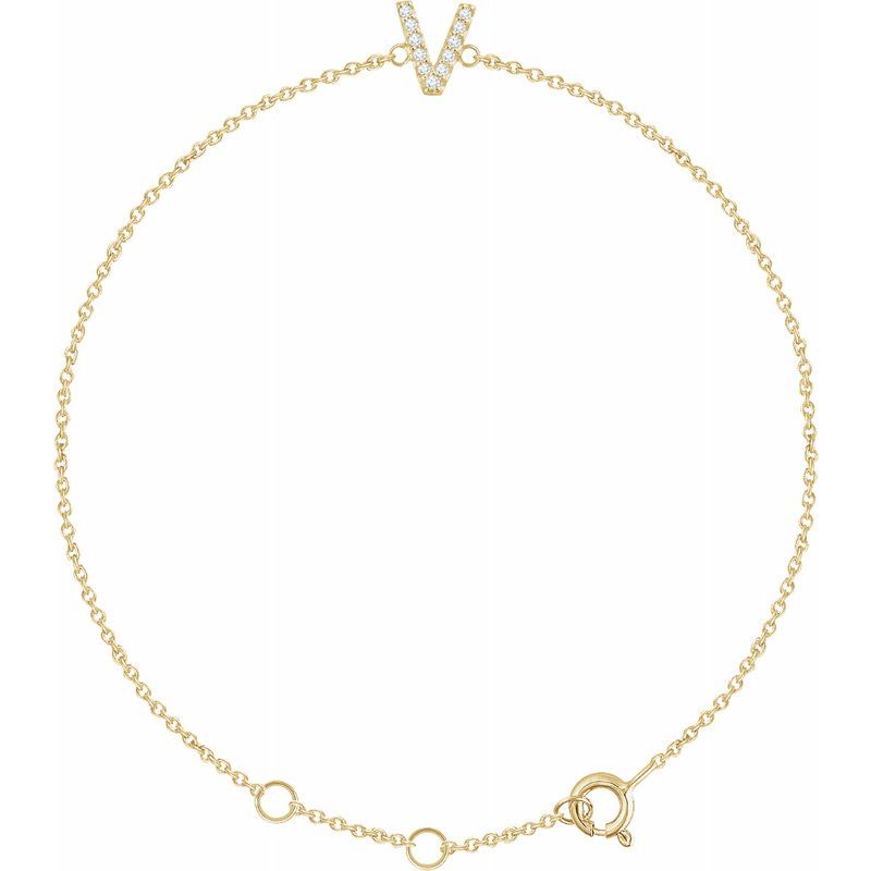14K Gold & Diamond Personalized Initial Bracelet