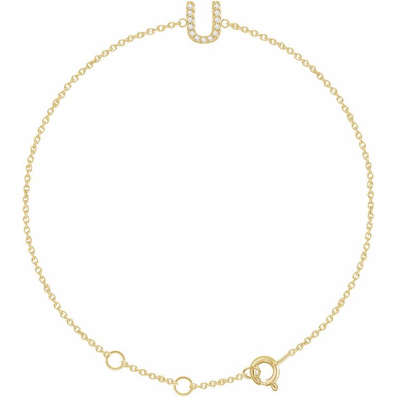 14K Gold & Diamond Personalized Initial Bracelet