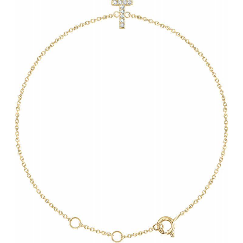 14K Gold & Diamond Personalized Initial Bracelet