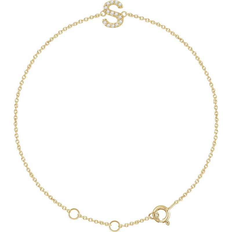 14K Gold & Diamond Personalized Initial Bracelet