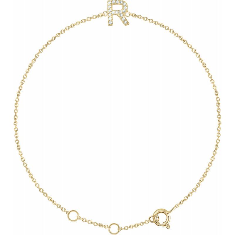 14K Gold & Diamond Personalized Initial Bracelet