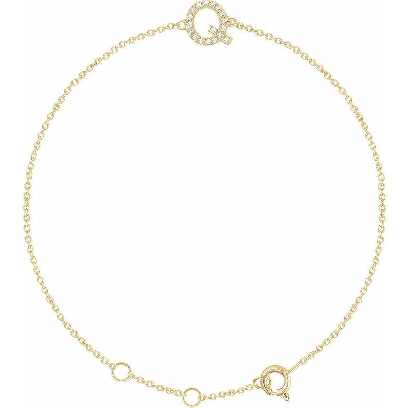 14K Gold & Diamond Personalized Initial Bracelet