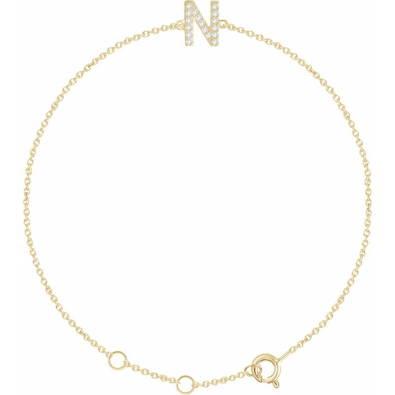 14K Gold & Diamond Personalized Initial Bracelet