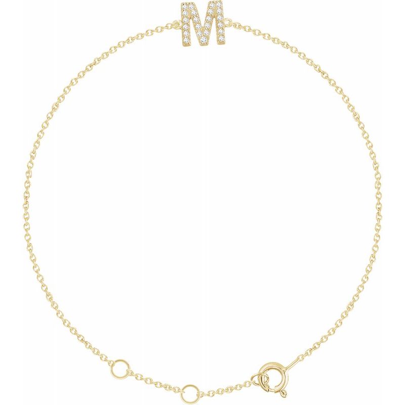 14K Gold & Diamond Personalized Initial Bracelet