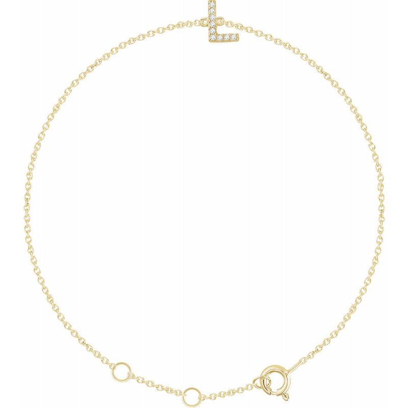 14K Gold & Diamond Personalized Initial Bracelet