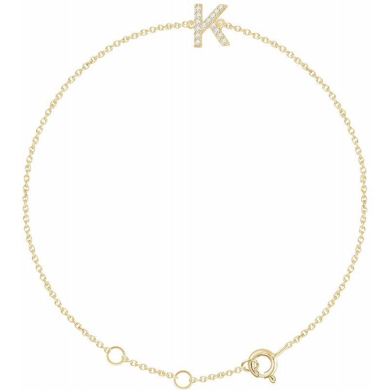 14K Gold & Diamond Personalized Initial Bracelet