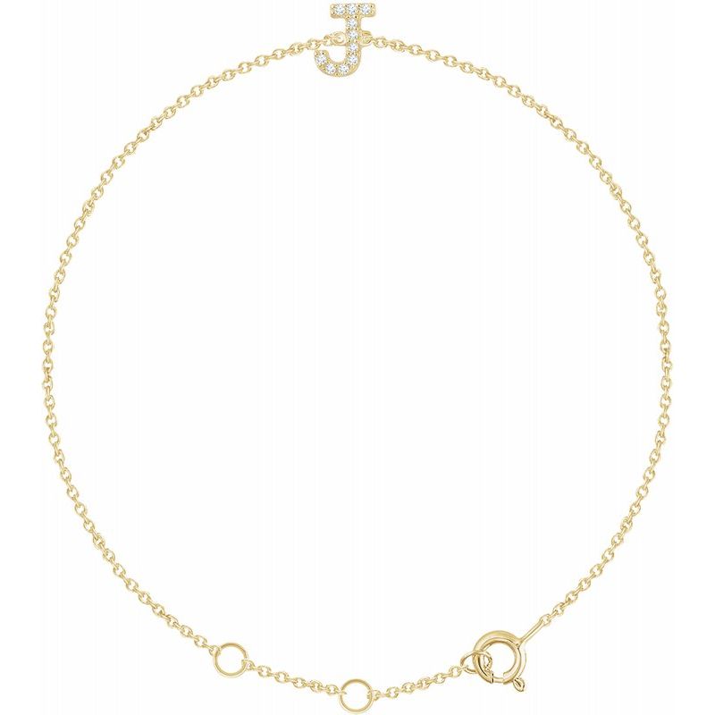 14K Gold & Diamond Personalized Initial Bracelet