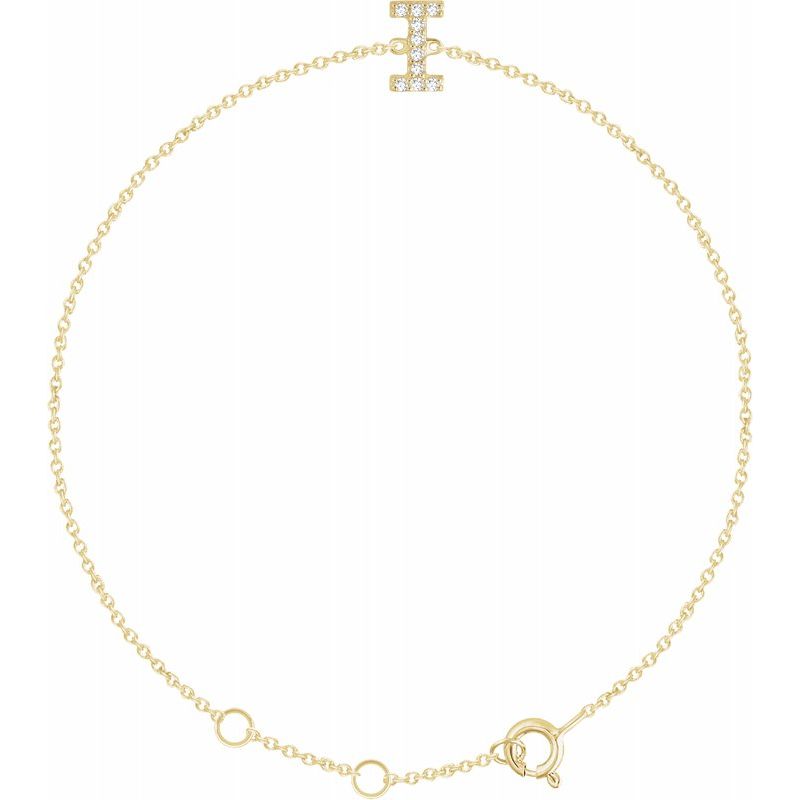 14K Gold & Diamond Personalized Initial Bracelet