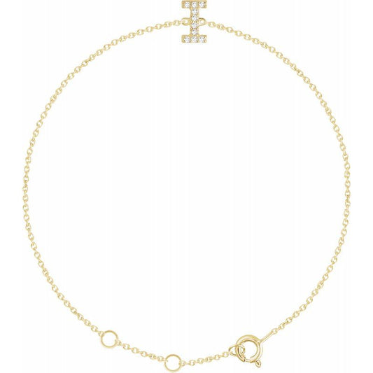 14K Gold & Diamond Personalized Initial Bracelet