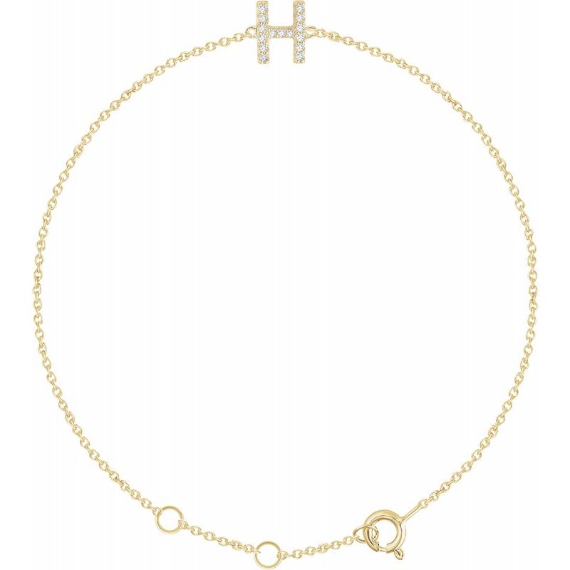 14K Gold & Diamond Personalized Initial Bracelet