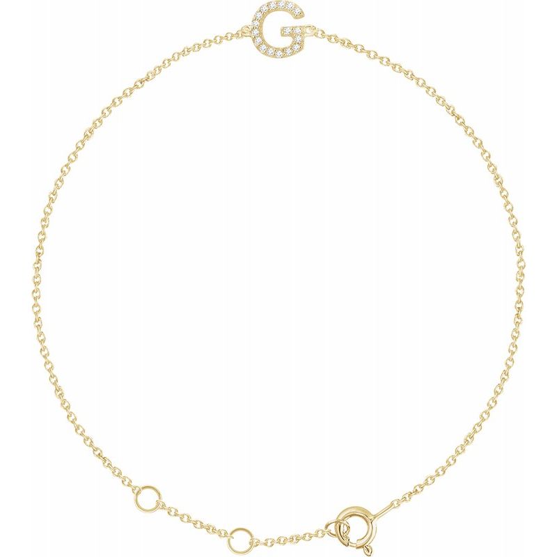 14K Gold & Diamond Personalized Initial Bracelet