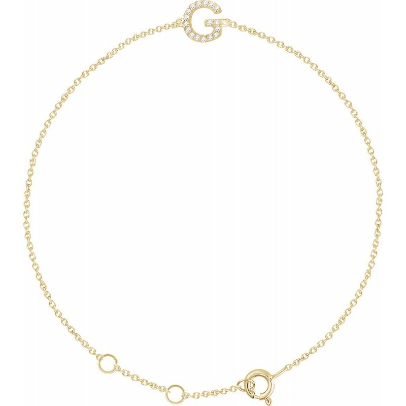 14K Gold Natural Diamond Personalized Initial Bracelet