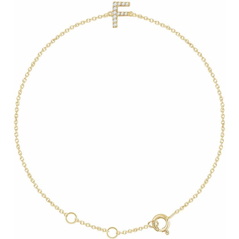 14K Gold & Diamond Personalized Initial Bracelet
