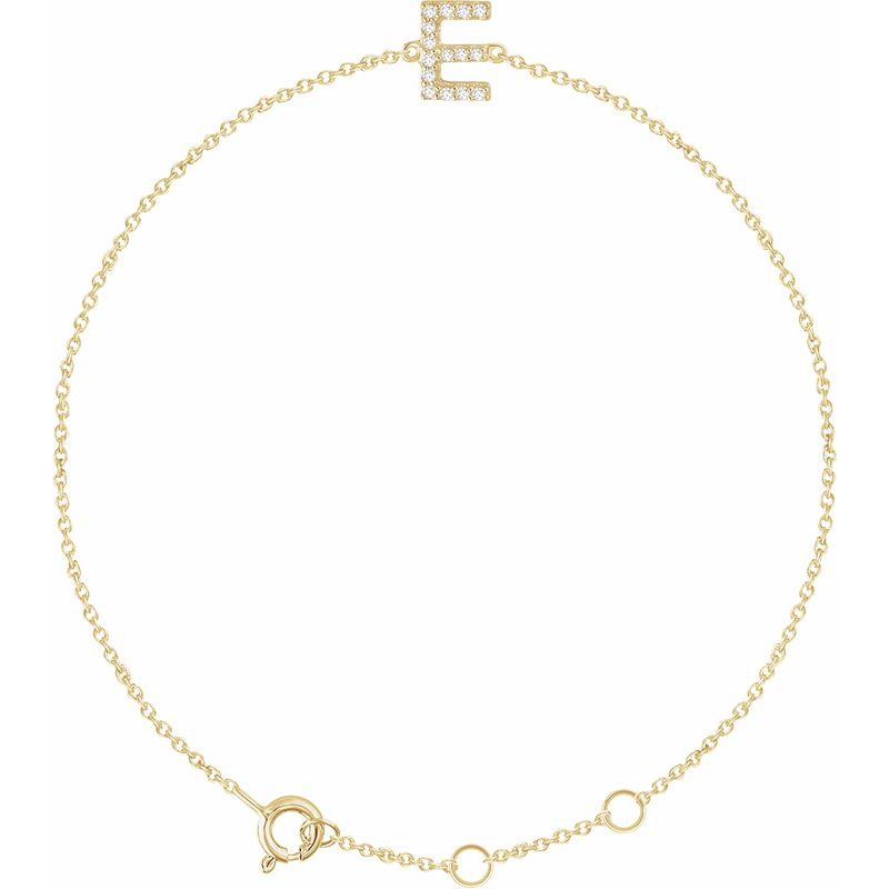14K Gold & Diamond Personalized Initial Bracelet