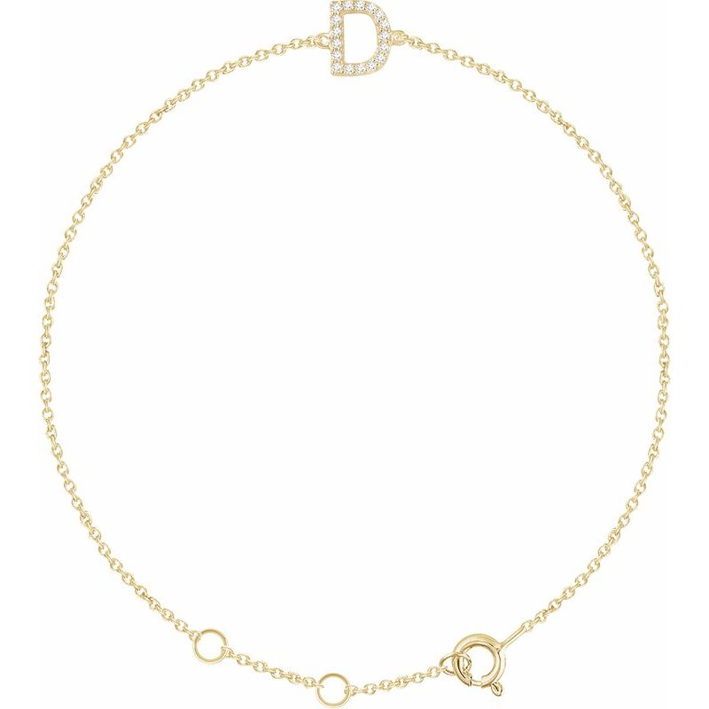 14K Gold & Diamond Personalized Initial Bracelet
