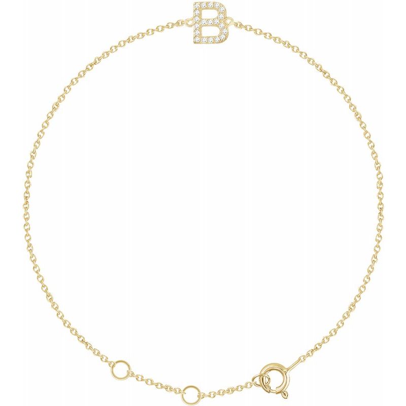 14K Gold & Diamond Personalized Initial Bracelet
