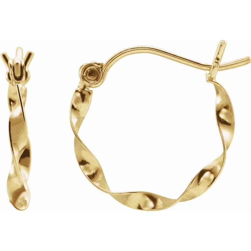 14K Yellow 20 mm Twisted Hoop Earrings