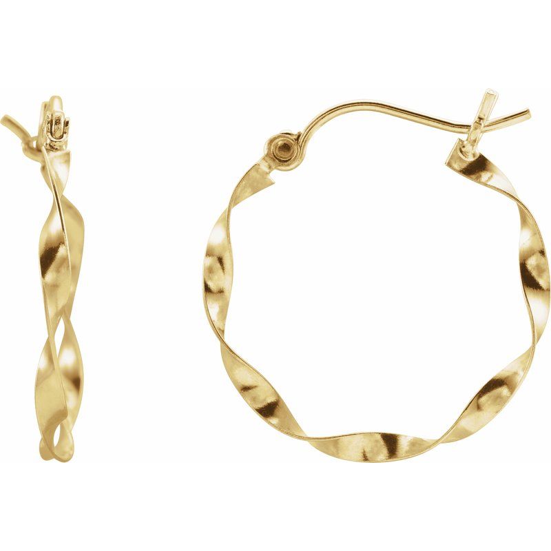 14K Yellow 20 mm Twisted Hoop Earrings