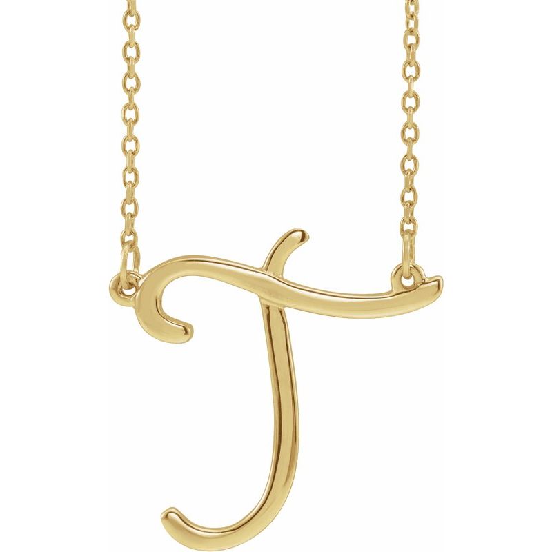 14K Gold Script Initial 16" Necklace