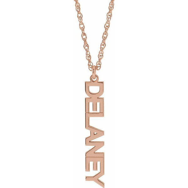 14K Gold Block Nameplate Necklace