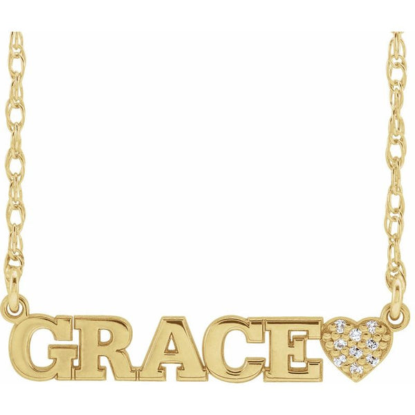 14K Gold Diamond Accented Couples Nameplate Necklace