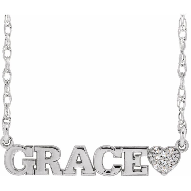 14K Gold Diamond Accented Couples Nameplate Necklace