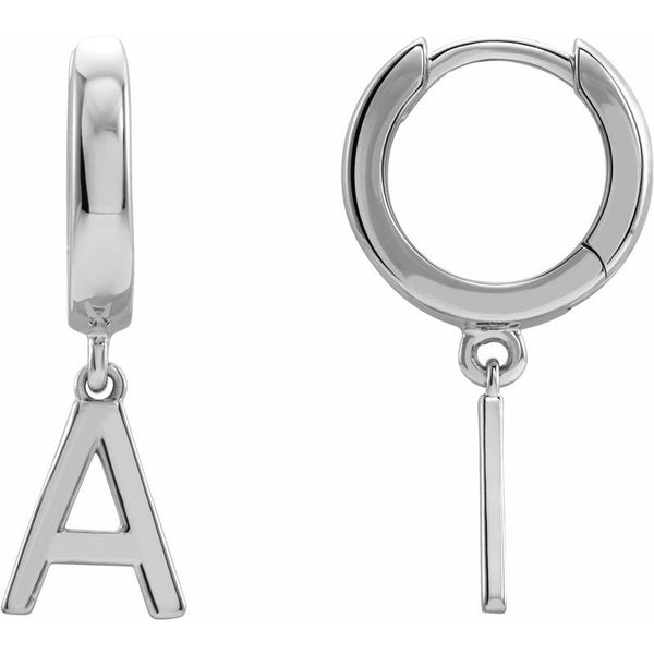 14K Gold Initial A-Z Hinged Huggie Earring