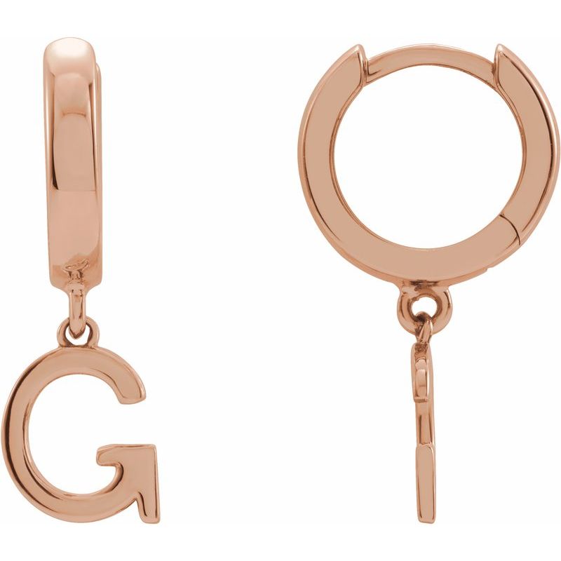 14K Gold Initial A-Z Hinged Huggie Earring