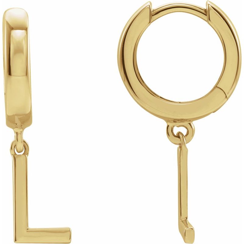 14K Gold Initial A-Z Hinged Huggie Earring