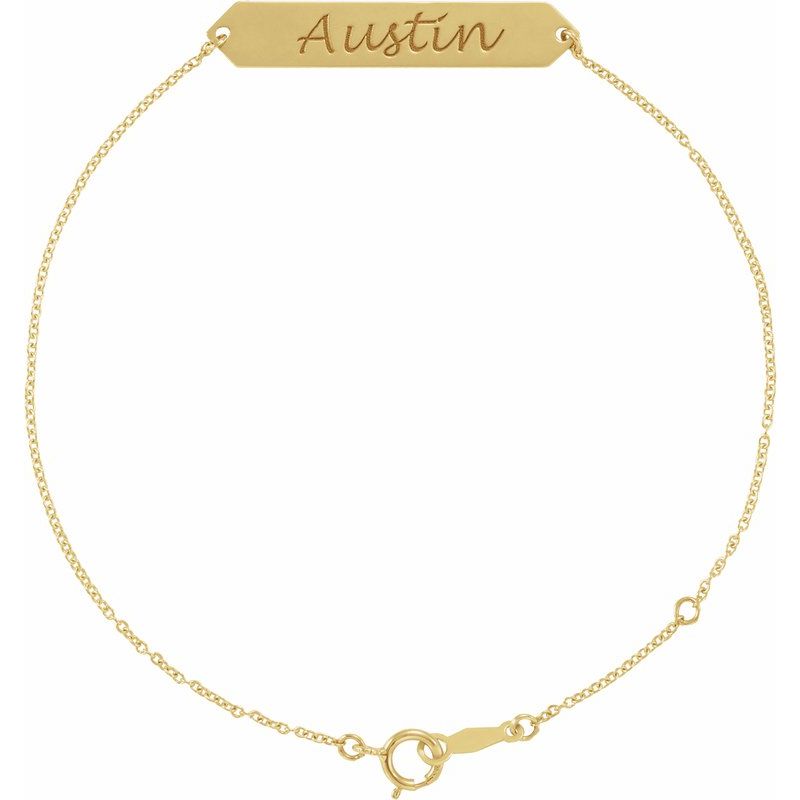 14K Gold Personalized Name Tag Bracelet