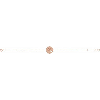 14K Gold Heart Personalized Initial Bracelet
