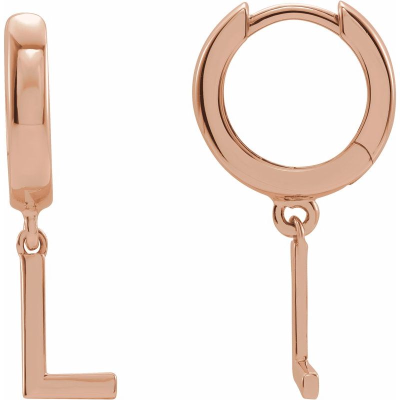 14K Gold Initial A-Z Hinged Huggie Earring