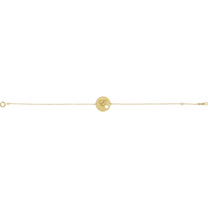 14K Gold Heart Personalized Initial Bracelet