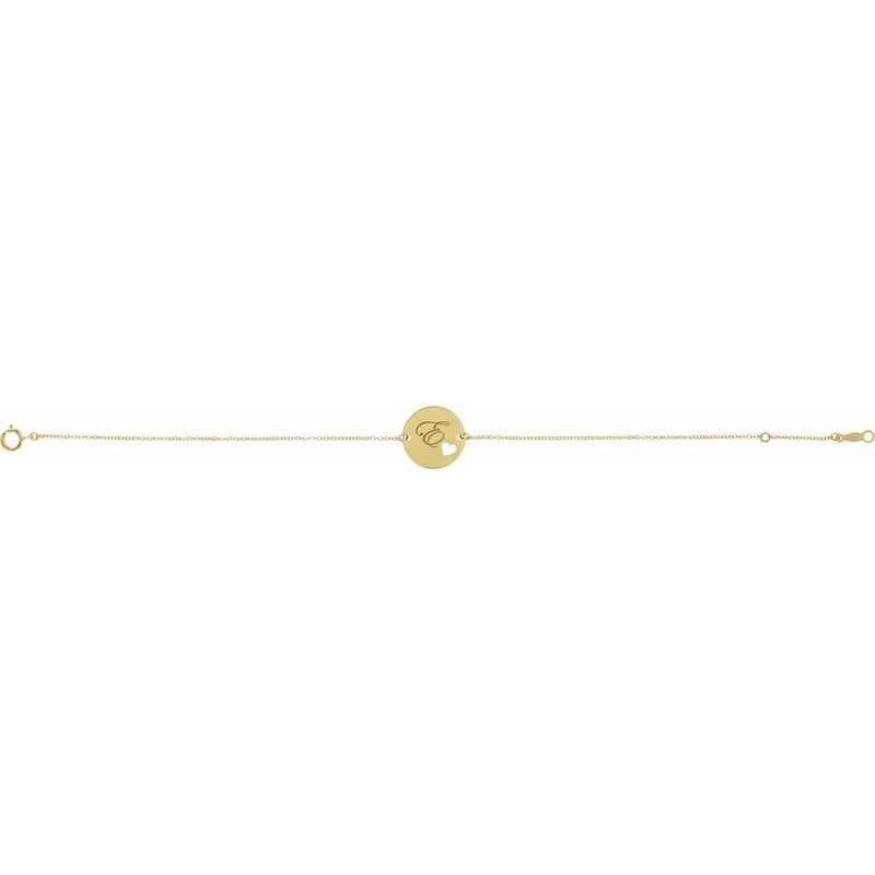 14K Gold Heart Personalized Initial Bracelet