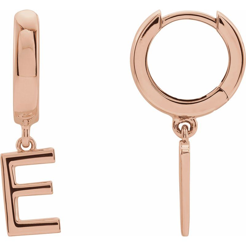 14K Gold Initial A-Z Hinged Huggie Earring