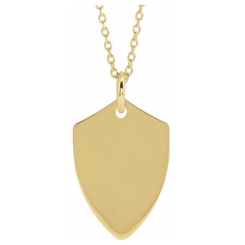 14K Gold Engravable Shield Couple Name Necklace