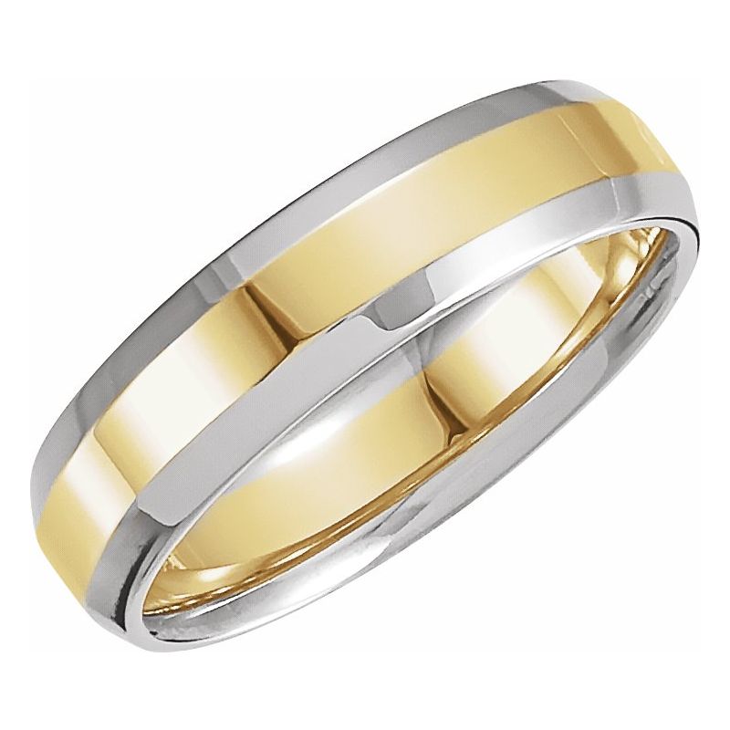 14K White/Rose 6 mm Beveled-Edge Band