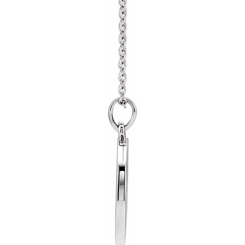 14K Gold Round Frame Diamond Engravable Initial Necklace