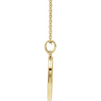 14K Gold Round Frame Diamond Engravable Initial Necklace